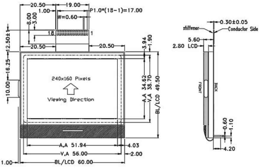 2.6 inch low power COG dot matrix display 240×160.png